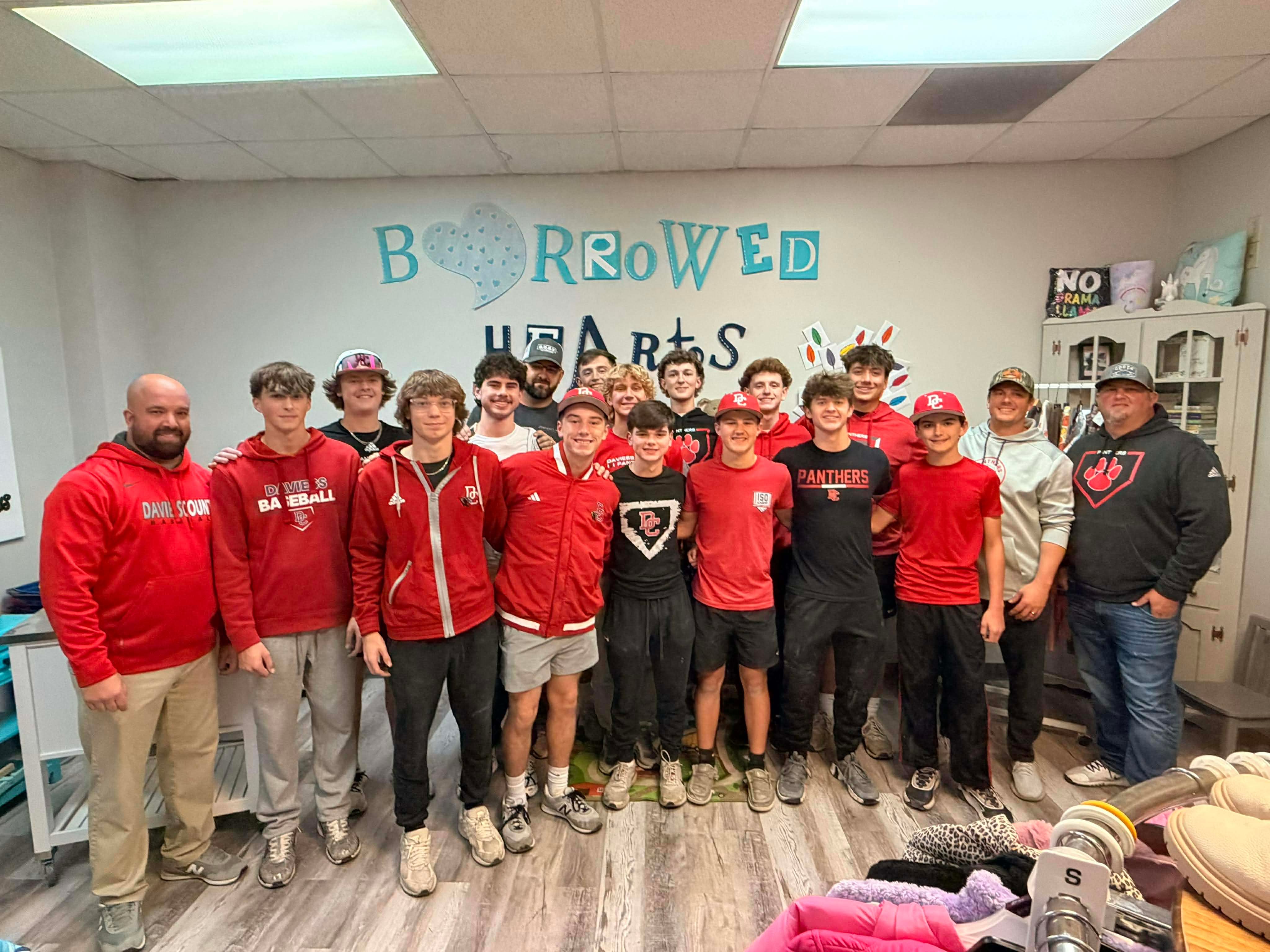 Volunteer sorting clothes